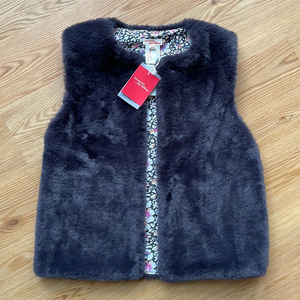 NWT Girls Fuzzy Vest - French brand